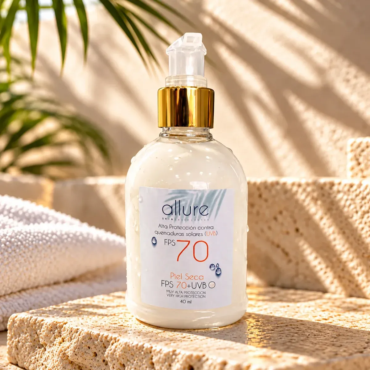 Bloqueador solar FPS 70 para piel seca de Allure Skin, 40 ml